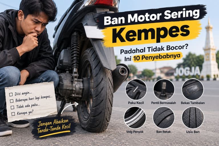 Ban Motor Sering Kempes Padahal Tidak Bocor? Ini 10 Penyebabnya